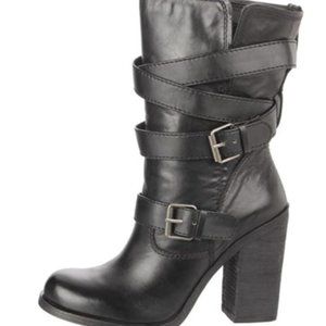 Jessica Simpson Tylera Black Leather Moto Boots